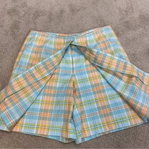LIZ Claiborne golf plaid check skort Blue orange yellow Sz 12 - Picture 4 of 9